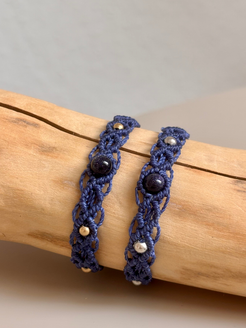 Makramee Armband Alice mit Blaufluss