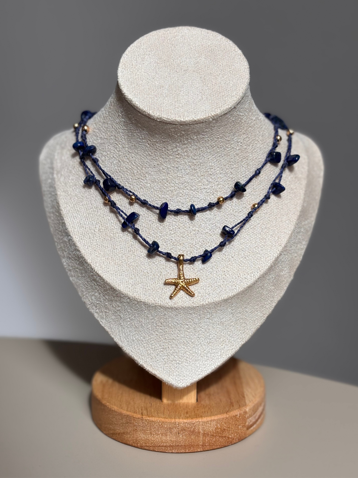Makramee Kette Eugenie Deluxe mit Lapislazuli